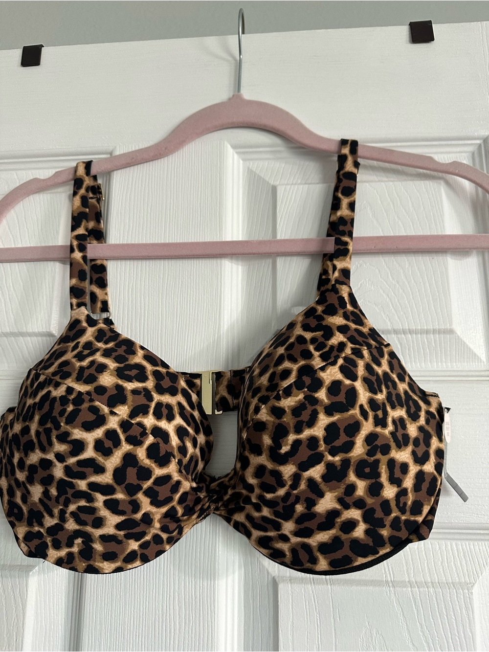 Victoria's Secret Leopard Print Underwire Bathing suit top push up bra 36D